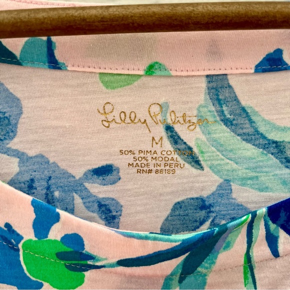 Lilly Pulitzer Lula Top Pink Tropics Sweet Pea Size Medium - Picture 6 of 11